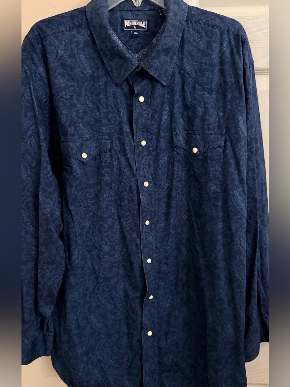 Panhandle Slim‎ Men's Navy Paisley Button-Down Western Shirt Sz XXL
